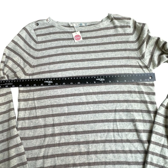 Boden NWT Gray Stripe Tunic Sweater Sz 10 Lightweight Cashmere Blend - Picture 3 of 6